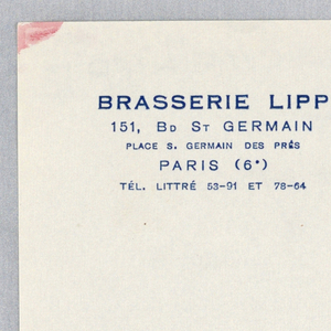 Drawing, Brasserie Lipp II: Man an