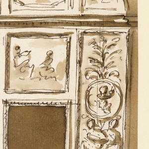 Drawing, Entrance wall of a salon