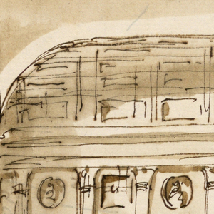 Drawing, Window side of a hall
