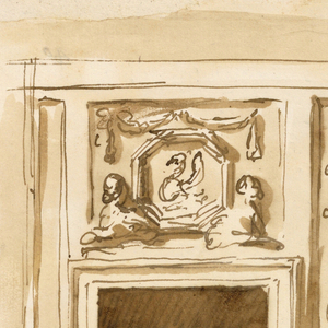 Drawing, Entrance wall of a salon