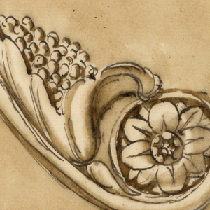Drawing, Lower end of staircase railing