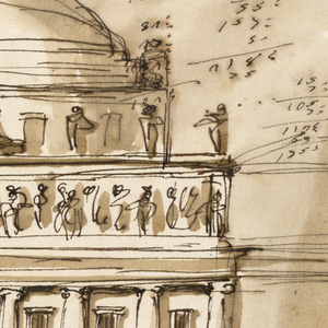 Drawing, Elevation of a town mansion