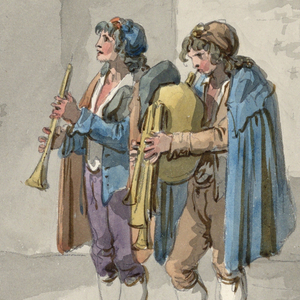 Drawing, "Pifferari," Two Pipers from the Abruzzi in Rome, 1807–08