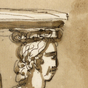 Drawing, Table with sphinx base
