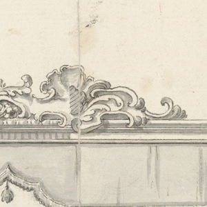 Drawing, Cresting of a canopy (V: figure sketches), ca. 1750–75