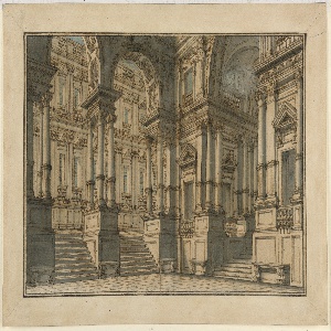 Drawing, Stage Design: Palace Interior, 1700–1750