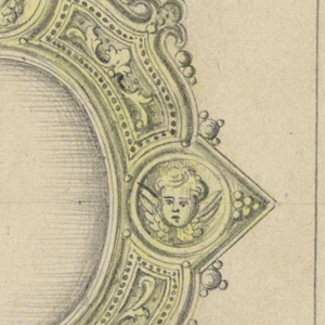 Drawing, Design for pendant with escutsheon-like frame, 1850–75
