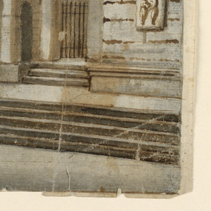 Drawing, Stage Design: Court in Gothic Castle, early 19th century
