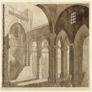 Drawing, Stage Design, Prison in Gothic Building, mid- 18th–late 18th century