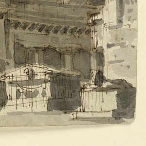 Drawing, Two Stage Designs, Interiors of Antique Buildings, early 19th century