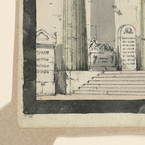 Drawing, Stage Design, Classical Temple Interior with Tombs, early 19th century