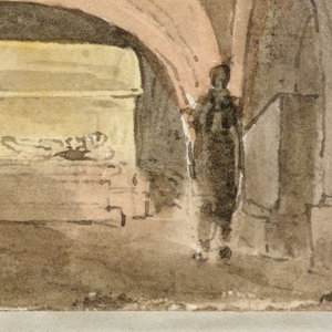 Drawing, Stage Design, Crypt with Sarcophagus, early 19th century