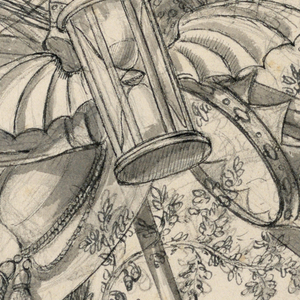 Drawing, Trophy with Winged Hourglass, 1830–1850