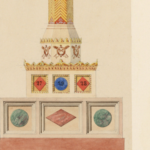 Drawing, "Colonnes rostrales, fetes de Juillet 1838", 1838