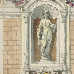 Drawing, Painted Wall and Ceiling of a Staircase