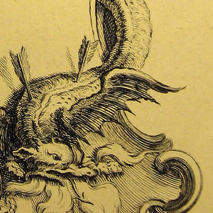 Print, Design for Cartouche: Allegory of Fire, 1740