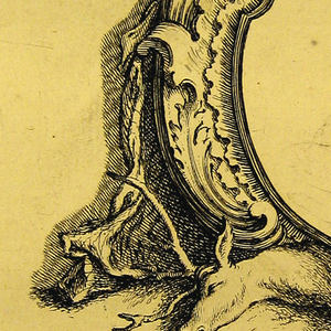 Print, Design for Cartouche Evoking the Chase, 1740