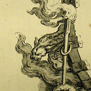 Print, Cartouche Decorated with Elements of Fire, 1740
