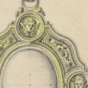 Drawing, Design for a pendant with escutcheon-like frome, 1850–75