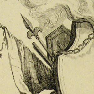 Print, Design for a Cartouche Evoking War, 1740