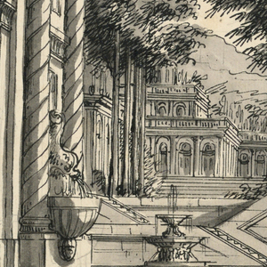 Drawing, Stage Design, Indian Palace Garden for the Ballet "Genghis Khan" by Luigi Henry, 1828