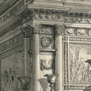 Drawing, Stage Design, Room in the Palace of Titus for the Opera "La Clemenza di Tito" by Mozart, 1818–19