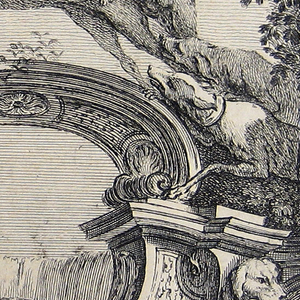 Print, Design for Cartouche Forming a Bridge (Horizontal), 1740