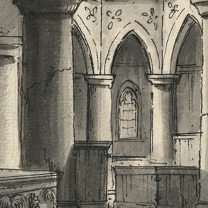 Drawing, Stage Design, Interior of Gothic Chapel, 1831