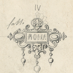 Drawing, Design for a pendant and five brooches, 1870–80