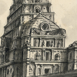 Drawing, Stage Design, View of Indian Temple, early 19th century