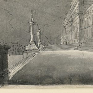 Drawing, Stage Design, Exterior of Enormous Palace, ca. 1830