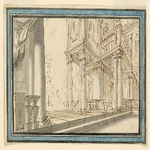 Drawing, Scenic Design: Atrium of a Villa, late 18th century