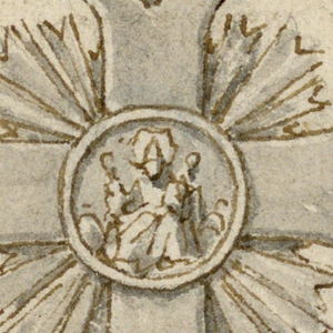 Drawing, Design for badge with sitting person, 1815–30