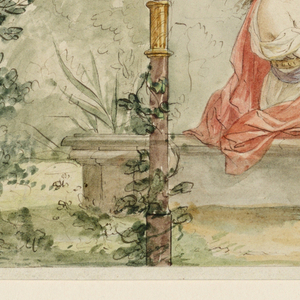 Drawing, Painted Decoration of a Wall and Domed Ceiling
