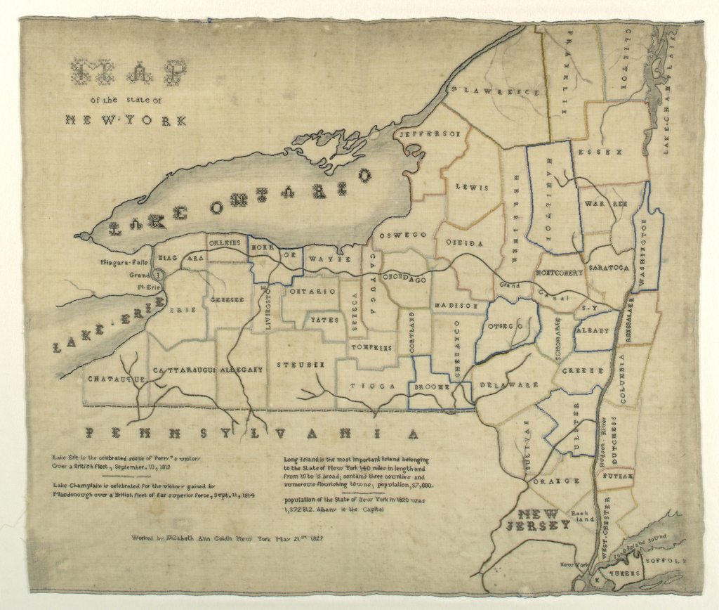 Embroidered Map, Map of the State of New York