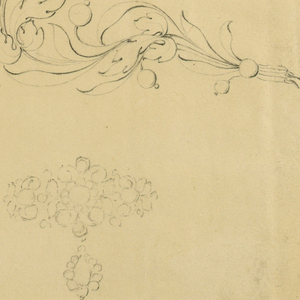 Drawing, Design for fillet and earring, 1840