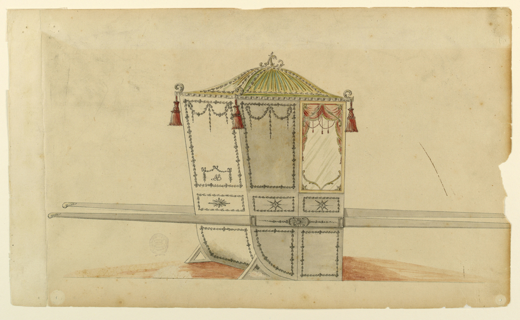 Drawing, Design for a sedan chair