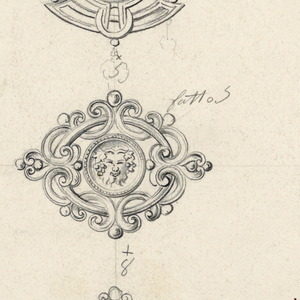 Drawing, Design for nine brooches, 1850–75