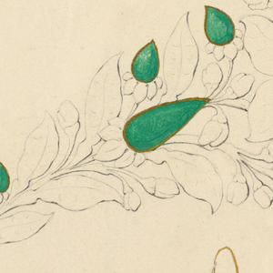 Drawing, Design for fillet and earring, 1840