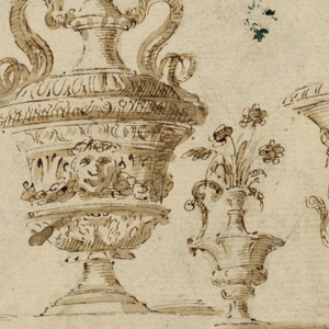 Drawing, 12 decorated vases and urns, 1750–75