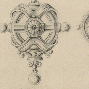 Drawing, Three Brooches, 1868