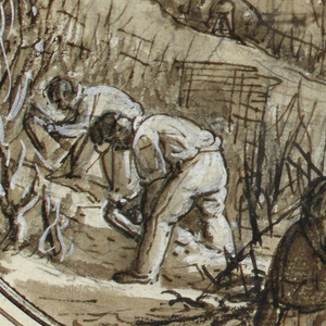 Drawing, Design for a Painted Porcelain Plate, Cutting and Working in the Vineyard, 1819–20