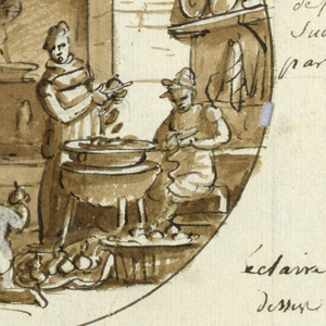Drawing, Design for a Painted Porcelain Plate, Les Compotes et Marmelades (Compotes and Marmalades) for the Service des Objets de Dessert (Dessert Service), 1819–20