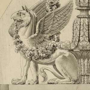 Drawing, Andiron with Griffins and, ca. 1810
