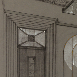Drawing, Design for an Art Deco Lobby Interior with Two Green Chairs and Circular Table, ca. 1927