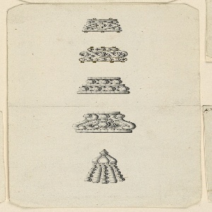 Drawing, Five Detail Designs for Pendants, ca. 1790