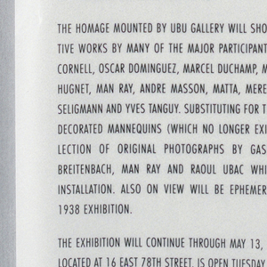 Flier, Homage to the Exposition International du Surrealisme