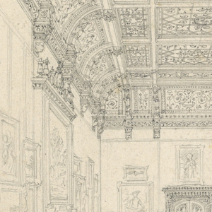 Drawing, Gothic Country House: Picture Gallery, ca. 1875