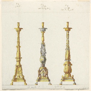 Drawing, Three Designs for Candlesticks, 1803