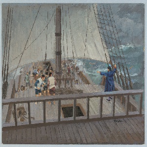 Drawing, Diorama, Man